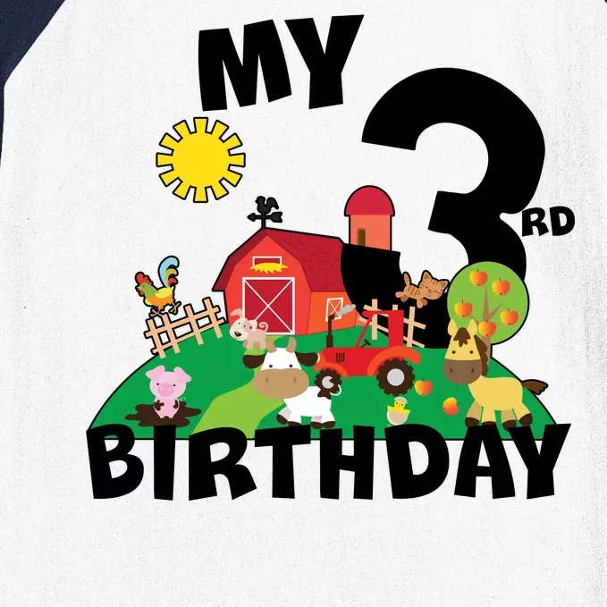 3 Year Old Farm My 3rd Birthday Baseball Sleeve Shirt