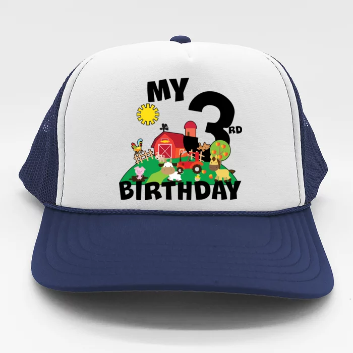 3 Year Old Farm My 3rd Birthday Trucker Hat