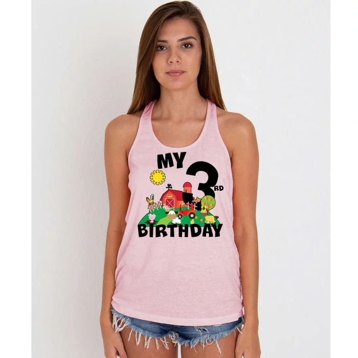 3 Year Old Farm My 3rd Birthday Women's Knotted Racerback Tank