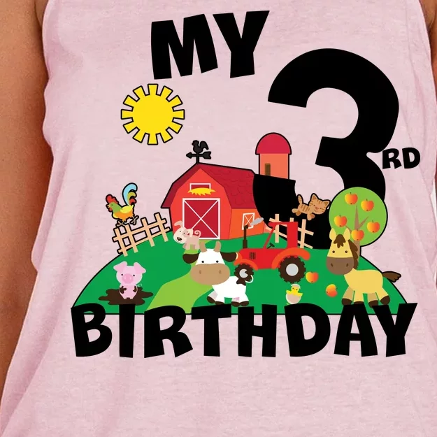 3 Year Old Farm My 3rd Birthday Women's Knotted Racerback Tank