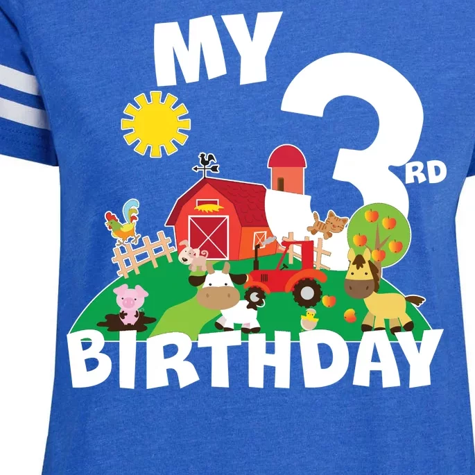 3 Year Old Farm My 3rd Birthday Enza Ladies Jersey Football T-Shirt