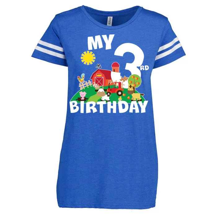 3 Year Old Farm My 3rd Birthday Enza Ladies Jersey Football T-Shirt