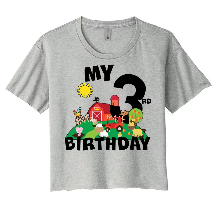 3 Year Old Farm My 3rd Birthday Women's Crop Top Tee