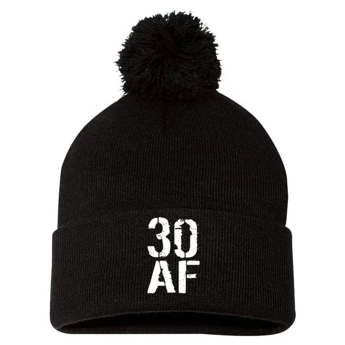 30 AF 30th Birthday Pom Pom 12in Knit Beanie