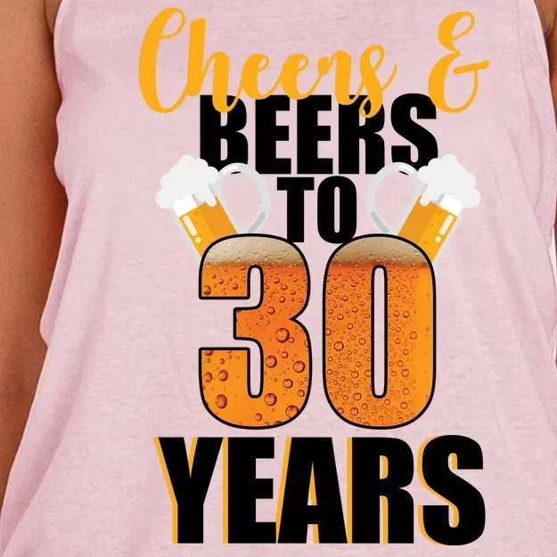 30th Birthday Cheers & Beers To 30 Years Women's Knotted Racerback Tank