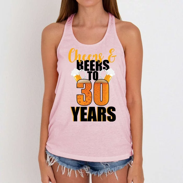 30th Birthday Cheers & Beers To 30 Years Women's Knotted Racerback Tank