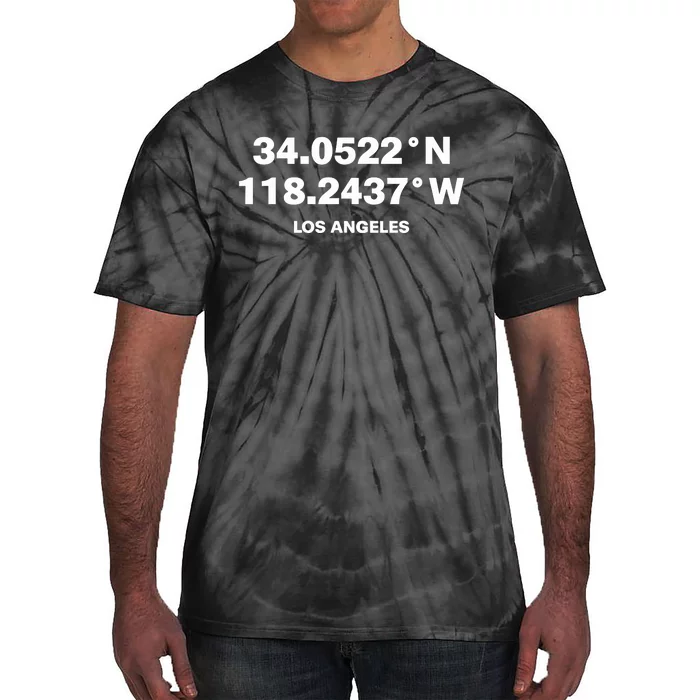 34.0522n 118.2437w Los Angeles Tie-Dye T-Shirt