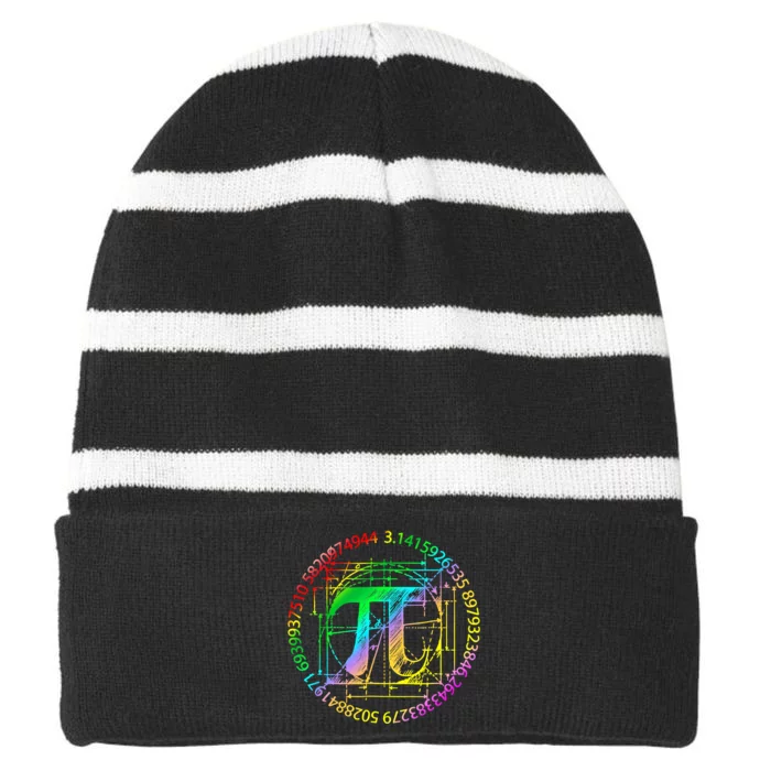 3 14 Pi Math Teacher Happy Pi Day Gift Striped Beanie with Solid Band