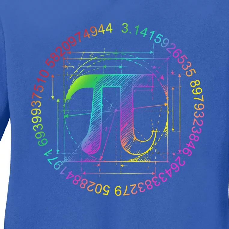 3 14 Pi Math Teacher Happy Pi Day Gift Ladies Long Sleeve Shirt