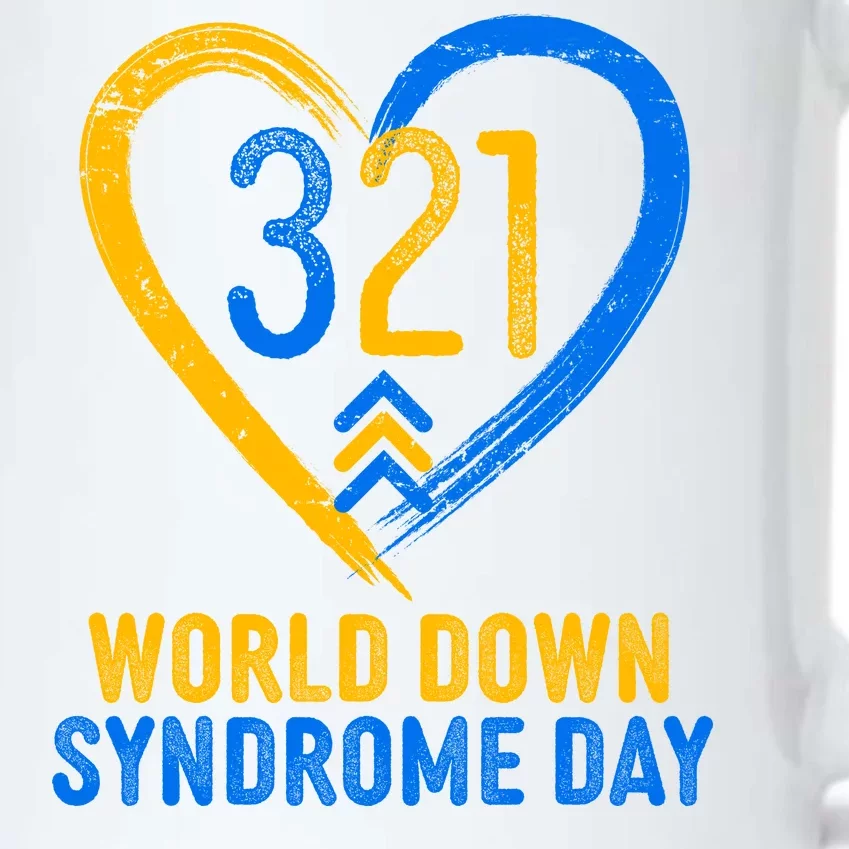 321 World Down Syndrome Day Blue And Yellow Painted Heart Black Color Changing Mug