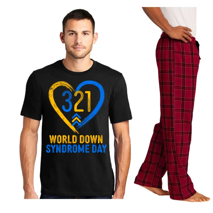 321 World Down Syndrome Day Blue And Yellow Painted Heart Pajama Set