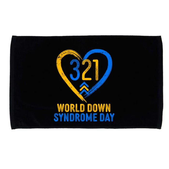 321 World Down Syndrome Day Blue And Yellow Painted Heart Microfiber Hand Towel