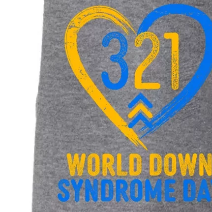 321 World Down Syndrome Day Blue And Yellow Painted Heart Doggie 3-End Fleece Hoodie