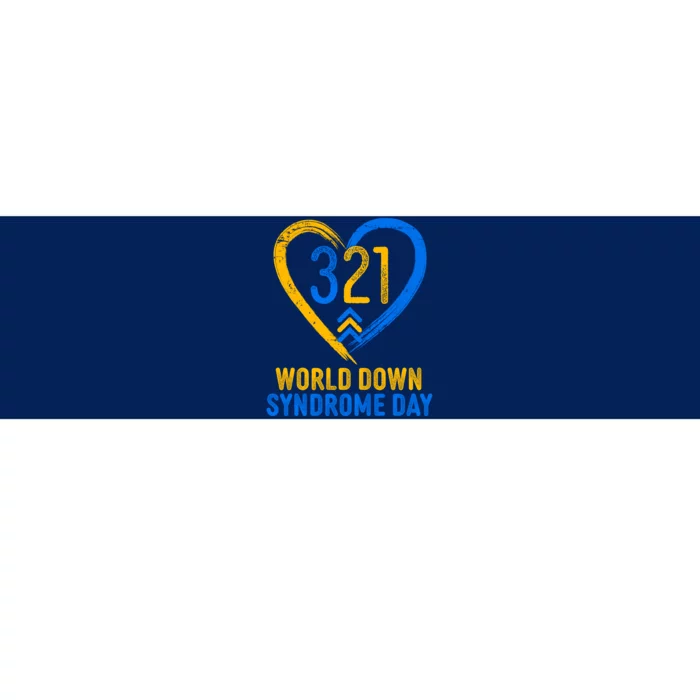 321 World Down Syndrome Day Blue And Yellow Painted Heart Bumper Sticker