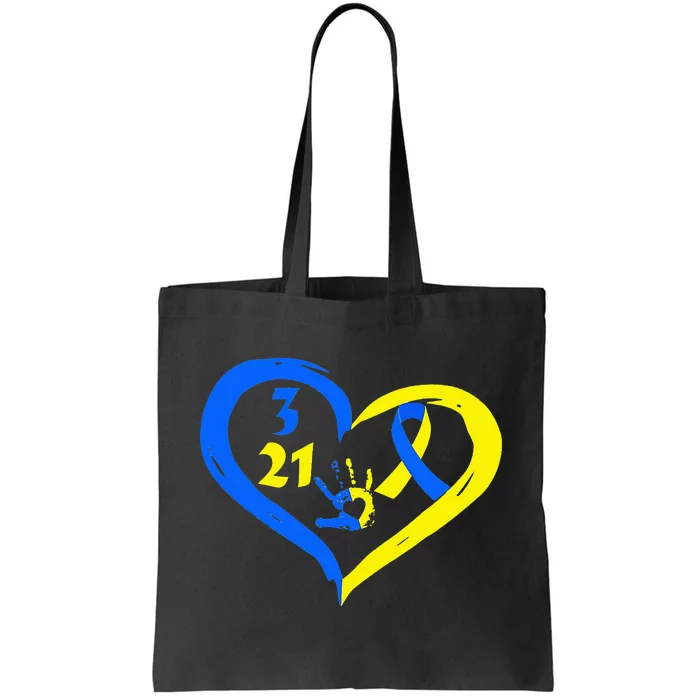 3 21 World Down Syndrome Awareness Day Heart March 21st Tote Bag