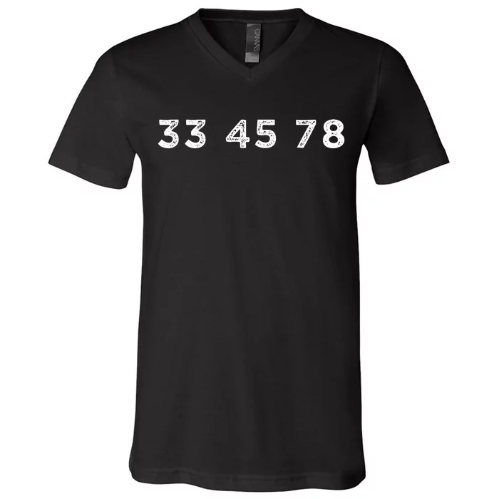 33 45 78 Rpm Short Sleeve For Record Vinyl Lovers V-Neck T-Shirt