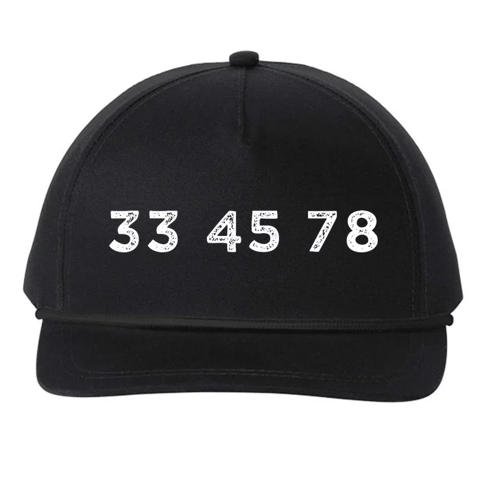 33 45 78 Rpm Short Sleeve For Record Vinyl Lovers Snapback Five-Panel Rope Hat