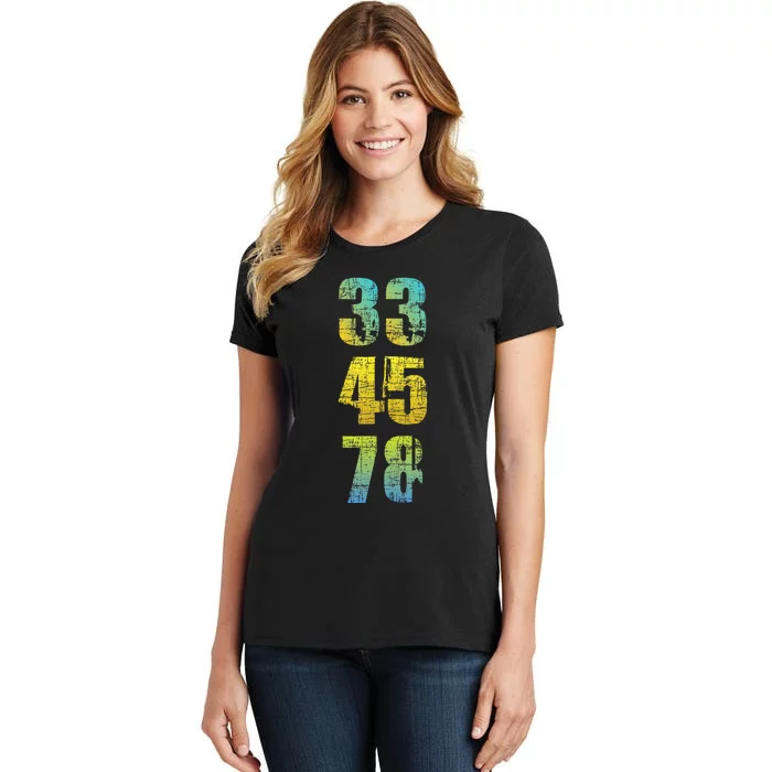 33 45 78 Vinyl Records Music Lover Record Collector Women's T-Shirt