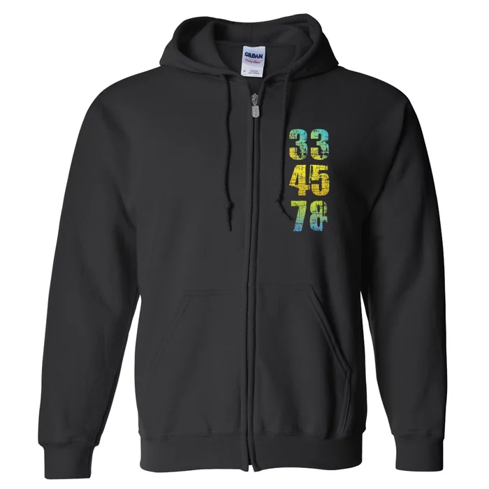 33 45 78 Vinyl Records Music Lover Record Collector Full Zip Hoodie