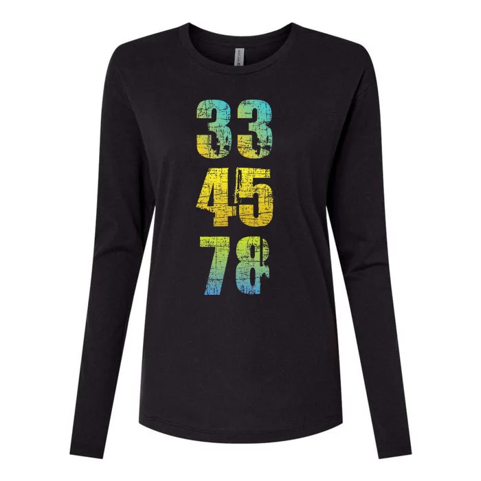 33 45 78 Vinyl Records Music Lover Record Collector Womens Cotton Relaxed Long Sleeve T-Shirt