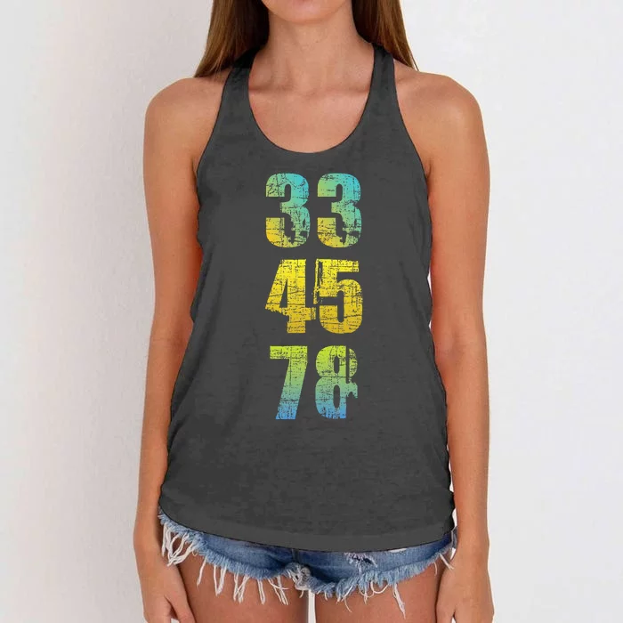 33 45 78 Vinyl Records Music Lover Record Collector Women's Knotted Racerback Tank