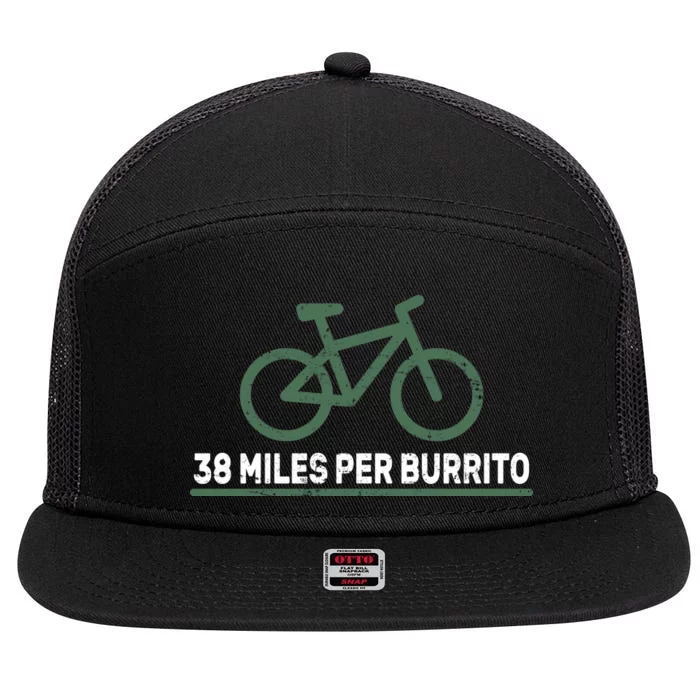 38 Miles Per Burrito Bike Ride 7 Panel Mesh Trucker Snapback Hat