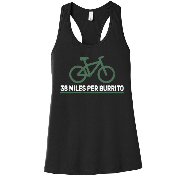 38 Miles Per Burrito Bike Ride Women's Racerback Tank