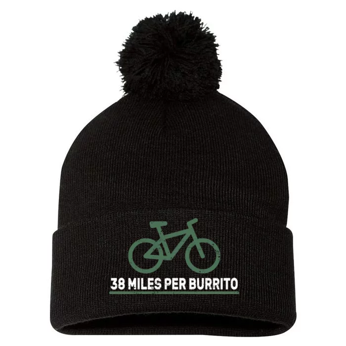 38 Miles Per Burrito Bike Ride Pom Pom 12in Knit Beanie