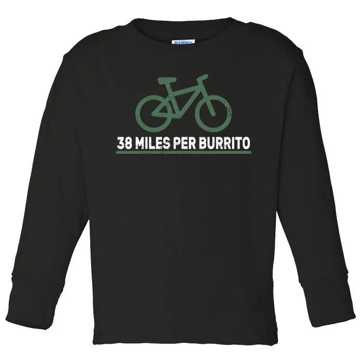 38 Miles Per Burrito Bike Ride Toddler Long Sleeve Shirt