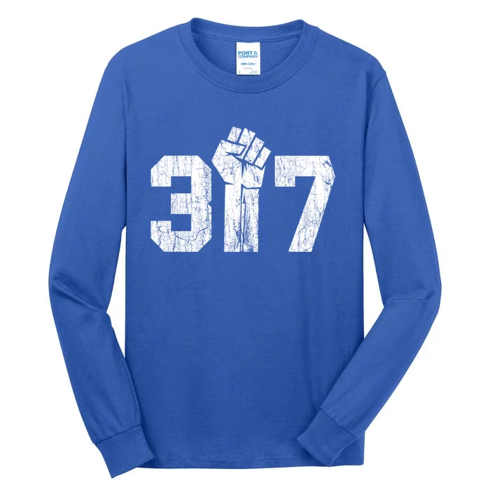 317 Area Code Power Fist Black Lives In Indianapolis Matter Gift Tall Long Sleeve T-Shirt