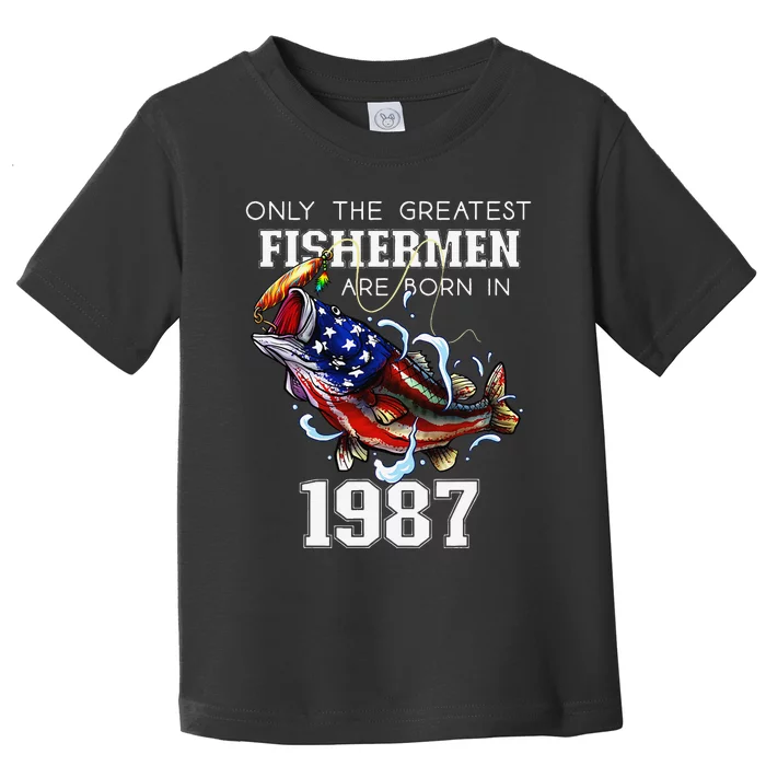 36th Birthday 1987 Fisherman Bass Fishing 36 Year Old Toddler T-Shirt