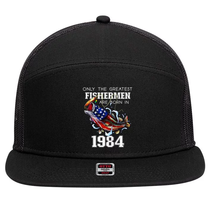 39th Birthday 1984 Fisherman Bass Fishing 39 Year Old 7 Panel Mesh Trucker Snapback Hat