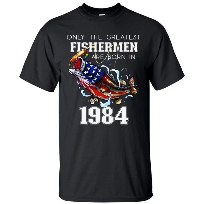 39th Birthday 1984 Fisherman Bass Fishing 39 Year Old Tall T-Shirt