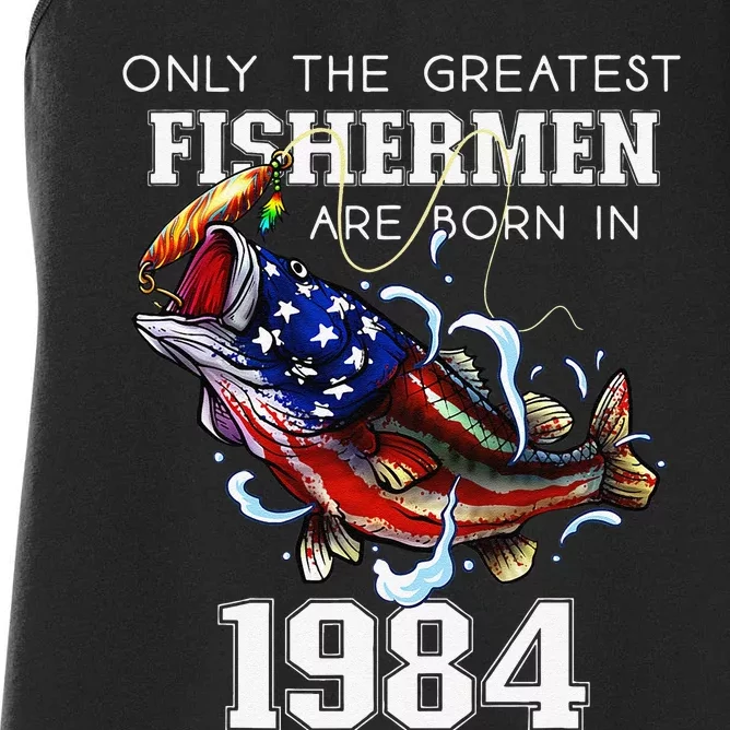 39th Birthday 1984 Fisherman Bass Fishing 39 Year Old Women's Racerback Tank