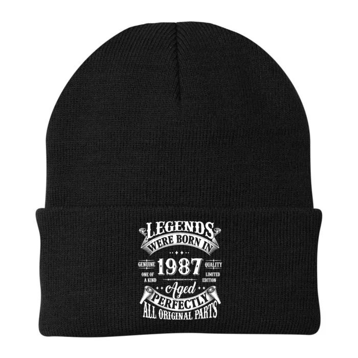 37th Birthday 37 Years Old Vintage Legends Born In 1987 Knit Cap Winter Beanie