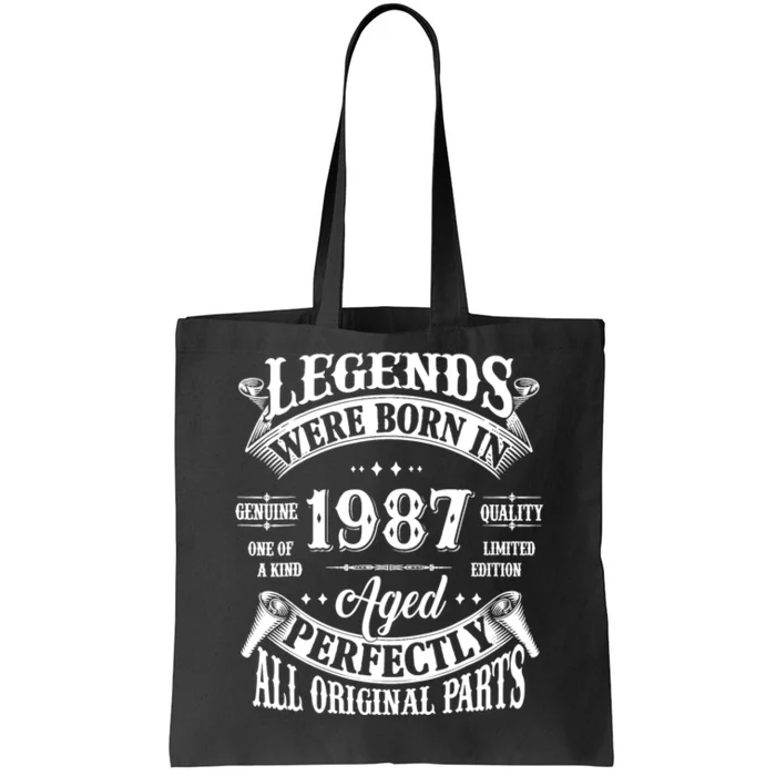 37th Birthday 37 Years Old Vintage Legends Born In 1987 Tote Bag