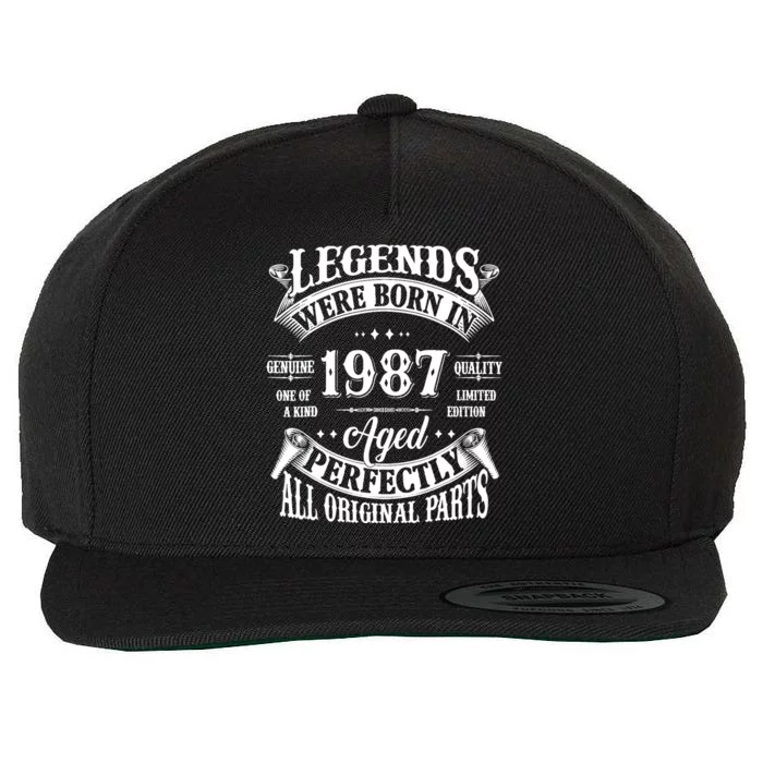 37th Birthday 37 Years Old Vintage Legends Born In 1987 Wool Snapback Cap