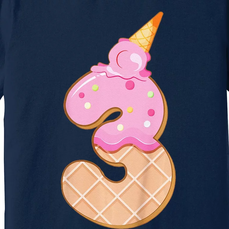 3rd Birthday, 3 Years, Ice Cream, Number 3 Premium T-Shirt