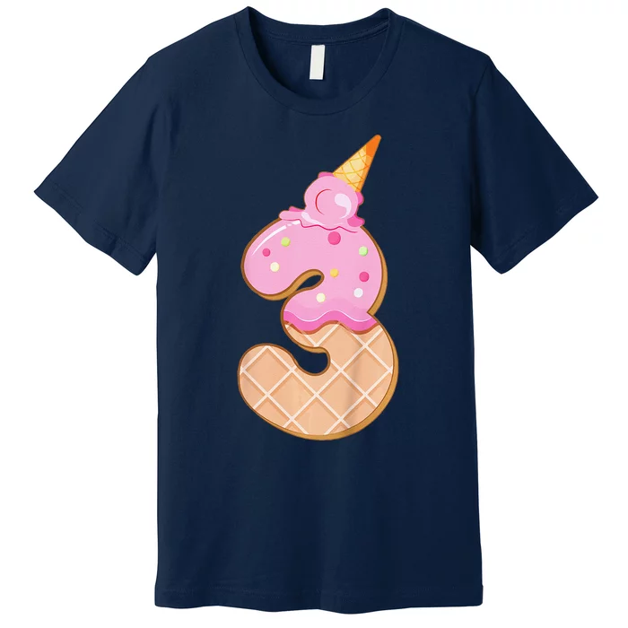 3rd Birthday, 3 Years, Ice Cream, Number 3 Premium T-Shirt