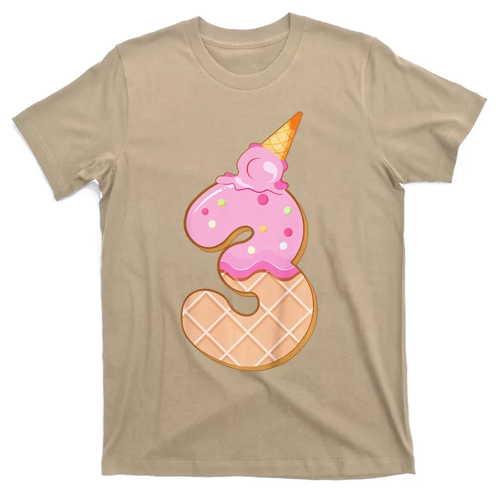 3rd Birthday, 3 Years, Ice Cream, Number 3 T-Shirt