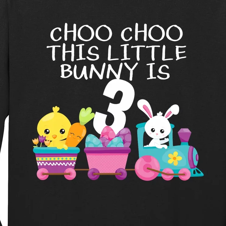 3rd Birthday 3 Easter Bunny 3 Year Old Train Outfit Tall Long Sleeve T-Shirt