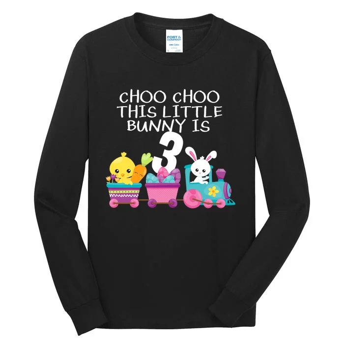 3rd Birthday 3 Easter Bunny 3 Year Old Train Outfit Tall Long Sleeve T-Shirt