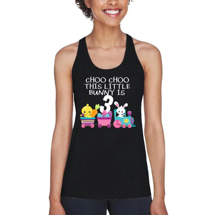 3rd Birthday 3 Easter Bunny 3 Year Old Train Outfit Women's Racerback Tank