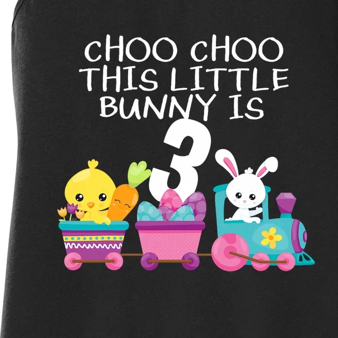 3rd Birthday 3 Easter Bunny 3 Year Old Train Outfit Women's Racerback Tank