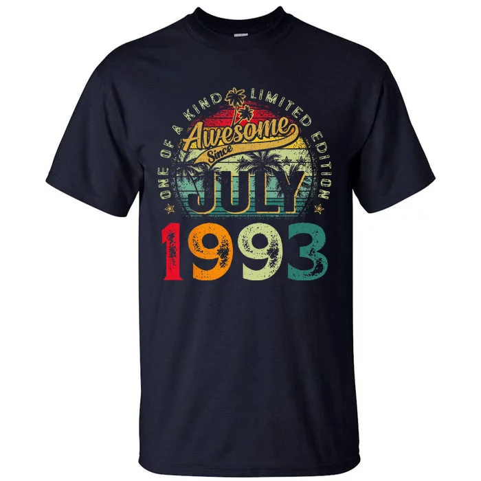 30th Birthday Awesome Since July 1993 30 Years Old Gifts Tall T-Shirt