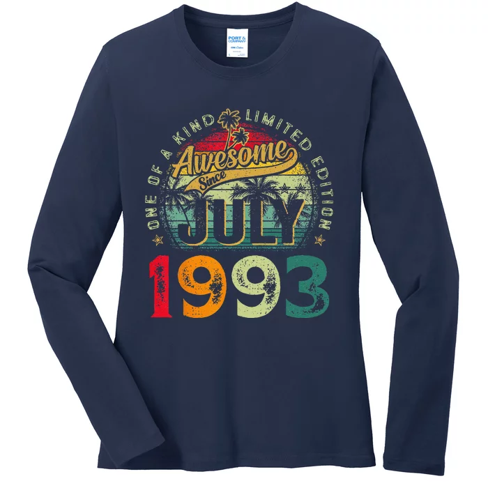 30th Birthday Awesome Since July 1993 30 Years Old Gifts Ladies Long Sleeve Shirt