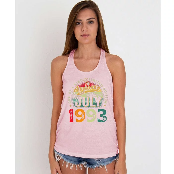 30th Birthday Awesome Since July 1993 30 Years Old Gifts Women's Knotted Racerback Tank