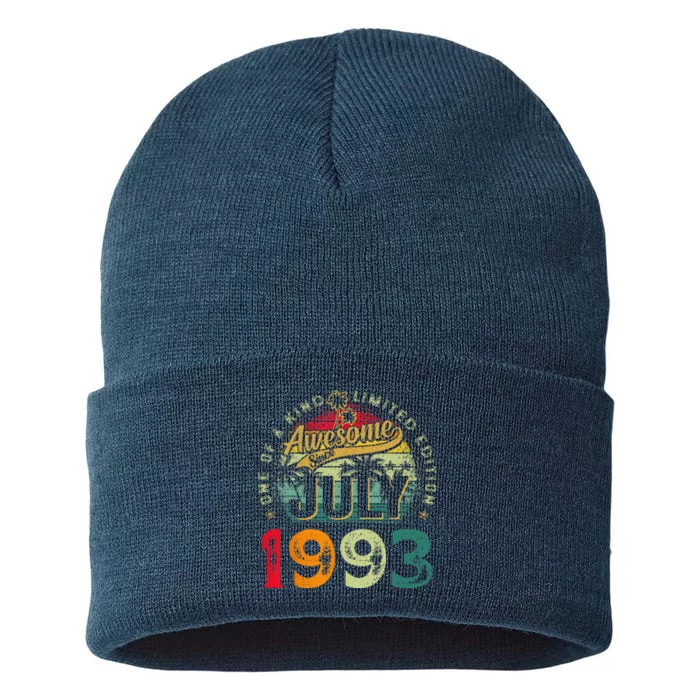 30th Birthday Awesome Since July 1993 30 Years Old Gifts Sustainable Knit Beanie