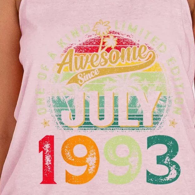 30th Birthday Awesome Since July 1993 30 Years Old Gifts Women's Knotted Racerback Tank