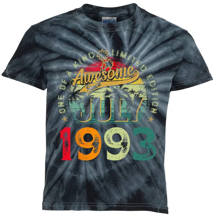 30th Birthday Awesome Since July 1993 30 Years Old Gifts Kids Tie-Dye T-Shirt